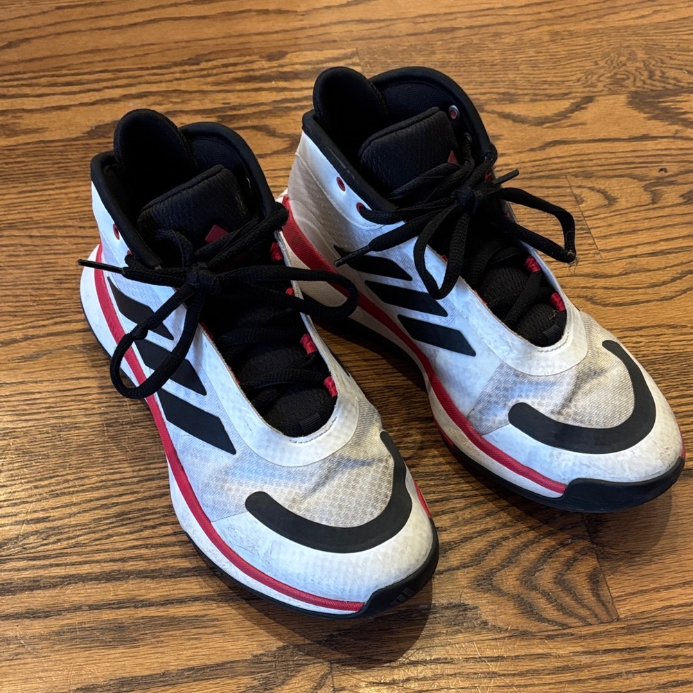 adidas Men's White Black Red Athletic Basketball Shoes